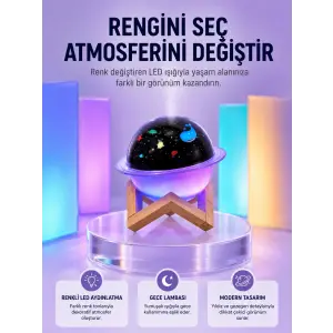 USB ile çalışan projektörlü aromaterapi nemlendirici masaüstü kullanım için uygun