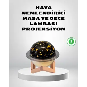 USB Projeksiyon Gece Lambası ve Hava Nemlendirici – Aromaterapi Destekli, Taşınabilir Mini