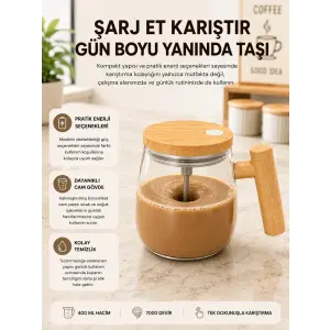 USB Şarjlı Akıllı Karıştırıcı Kupa  IP6 Su Sızdırmaz Yeni Nesil