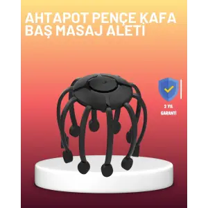 USB Şarjlı Kafa Masaj Aleti 3 Modlu 8 Başlıklı Stres Giderici