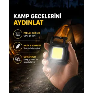USB Type-C Şarjlı Mini Fener – Manyetik, Katlanabilir ve Şişe Açacaklı Tasarım Yeni Nesil