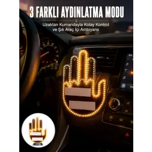 Uzaktan Kumandalı El Orta Parmak Led Araç Camına Özel Yeni Nesil