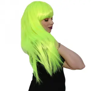 Uzun Kahküllü Fiber Sen Peruk / Neon Sarı
