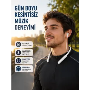 Uzun Süre Dayanıklı Manyetik Başlıklı Bluetooth Kulaklık