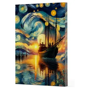 Van Gogh 2 - Gemi Çizgili Yan Boyamalı Defter