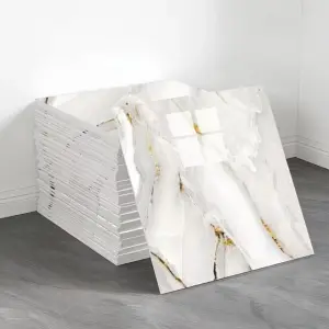 Vinil Beyaz Mermer Desenli Alüminyum Plastik Duvar Sticker (30x30)