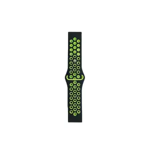 Watch 20mm Spor Delikli Kordon - Siyah-yeşil