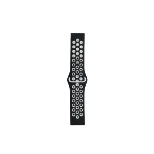 Watch 22mm Spor Delikli Kordon - Siyah-beyaz