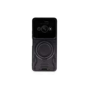 Xiaomi Poco C61 Kılıf Joy Lens Standlı Kapak - Siyah