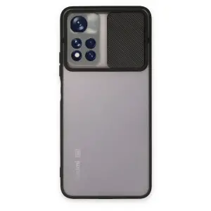 Xiaomi Redmi Note 11t Kılıf Palm Buzlu Kamera Sürgülü Silikon - Siyah