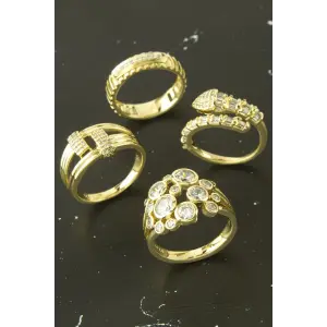 Xuping Karışık Lüks Zirkon Taşlı Çelik Yüzük 1 Adet