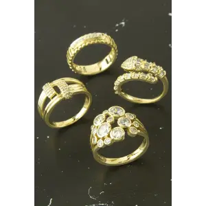 Xuping Karışık Lüks Zirkon Taşlı Çelik Yüzük 1 Adet