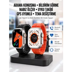 Yeni Model Akıllı Saat Ultra Smart Watch Gümüş Kasa 45mm Titreşim
