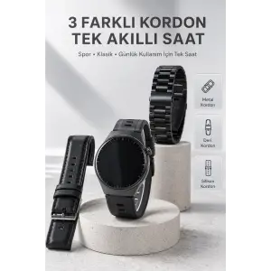 Yeni Nesil Akıllı Saat Bluetooth Görüşme, Sağlık Takibi, AMOLED Ekran ve 3 Kordon Seti