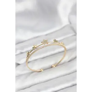 Yıldız Model Gold Renk Pirinç Kadın Bileklik