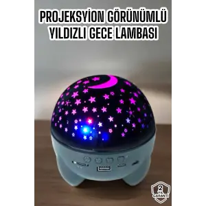 Yıldız Yansıtmalı Projeksiyon Gece Lambası Şarjlı Taşınabilir