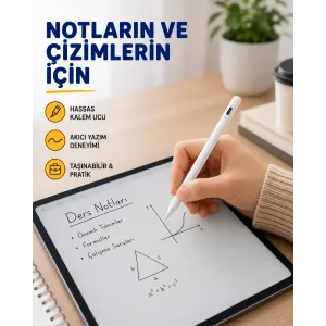 Yüksek Hassasiyetli Eğim Sensörlü Dijital Kalem – USB-C Hızlı Şarjlı Yeni Nesil