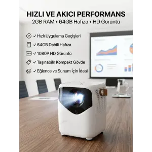 Yüksek HD Görünümlü Taşınabilir Projeksiyon Cihazı