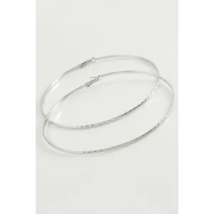 Zincir Çizgili Metal Halka Küpe 8-9-10 cm