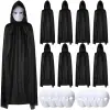 120 Cm Siyah Kapüşonlu Pelerin Ve Boyanabilir Karton Maske 8’li Set