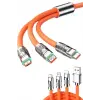 120W 3 İn 1 Uyumlu Silikon Şarj Kablosu Hızlı Şarj Kablosu