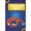 120W Silikon Metal Uçlu LED Işıklı 3 In1 Şarj Kablosu 1.2m