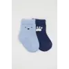 2Li Bear Penye Soket Çorap 10116 Mavi