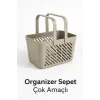 2li Gri Kulplu Organizer Sepet Mutfak Banyo Düzenleyici Taşıma Seti