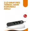 2 Metre Kablolu 3 USB Portlu Anahtarlı Üçlü Priz