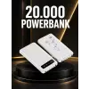 20.000mAh PD Powerbank LED Işık LCD Ekran Dahili Kablo Çoklu Giriş Yeni Nesil