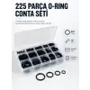 225 PCS O-Ring Conta Seti Profesyonel Tamir, Bakım ve Sızdırmazlık Çözümü