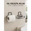 2’li Duvara Yapışkanlı Tuvalet Kağıtlığı Siyah Metal Pratik Rulo Tutucu