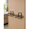 2’li Duvara Yapışkanlı Tuvalet Kağıtlığı Siyah Metal Pratik Rulo Tutucu