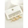 3 Adet Gökkuşağı Zirkon Taşlı Küpe