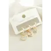 3 Adet Kalp Zirkon Taşlı Küpe