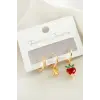 3 Adet Kalp Zirkon Taşlı Küpe
