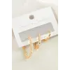3 Adet Oval Zirkon Taşlı Küpe