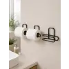 3 Adet Yapışkanlı Rulo Tutucu Siyah Metal Tuvalet Kağıdı Askısı