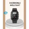 3 Kordonlu Akıllı Saat Uzun Pil Süreli