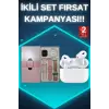 3 Kordonlu Pembe Amoled Ekran Akıllı Saat ve Yeni Nesil Pro Kablosuz Bluetooth Kulaklık ANC/ENC