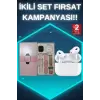 3 Kordonlu Pembe Amoled Ekran Akıllı Saat ve Yeni Nesil Pro Kablosuz Bluetooth Kulaklık ANC/ENC