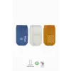 3Lü Basic Kaymaz Penye Soket Çorap 10107 İndigo Ekru Hardal