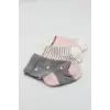 3Lü Penye Kız Soket Çorap 10112 Gri