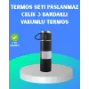304 Çelik Termos Seti | 2 Bardaklı, 500 ml, Uzun Süre Isı Koruma