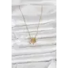 316L Çelik Gold Pembe Zirkon Taşlı Charmlı Kadın Kolye 5886