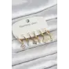 316L Çelik Gold Renk 6lı Set Yonca Model Kadın Küpe