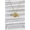316L Çelik Gold Renk Açılabilir Yonca Model Zirkon Taşlı Kadın Kolye