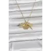316L Çelik Gold Renk Açılabilir Yonca Model Zirkon Taşlı Kadın Kolye 5886