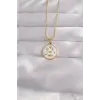 316L Çelik Gold Renk Beyaz Mineli Karışık Figürlü Tarot Kolye