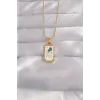 316L Çelik Gold Renk Beyaz Mineli Tarot Kolye